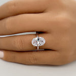 Load image into Gallery viewer, 3.00ct Oval Diamond Engagement Ring, Elongated Oval Ring, 12x8 Oval Bridal Ring , Oval Solitaire, Simulate Diamond, Sterling Silver