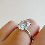 Load image into Gallery viewer, 3.00ct Oval Diamond Engagement Ring, Elongated Oval Ring, 12x8 Oval Bridal Ring , Oval Solitaire, Simulate Diamond, Sterling Silver