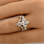 Load image into Gallery viewer, 1.00ct Marquise Ring Set, Art Deco Marquise Engagement Ring Set, Bridal Marquise Ring Set, Wedding Set, Sterling Silver with Vermeil