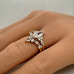 Load image into Gallery viewer, 1.00ct Marquise Ring Set, Art Deco Marquise Engagement Ring Set, Bridal Marquise Ring Set, Wedding Set, Sterling Silver with Vermeil