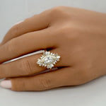 Load image into Gallery viewer, Art Deco Cluster Engagement Ring, Marquise Baguette Cluster, Wedding Ring Simulated Diamond, Bridal Ring Art Deco