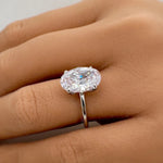 Load image into Gallery viewer, 3.00ct Oval Diamond Engagement Ring, Elongated Oval Ring, 12x8 Oval Bridal Ring , Oval Solitaire, Simulate Diamond, Sterling Silver