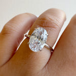 Load image into Gallery viewer, 3.00ct Oval Diamond Engagement Ring, Elongated Oval Ring, 12x8 Oval Bridal Ring , Oval Solitaire, Simulate Diamond, Sterling Silver