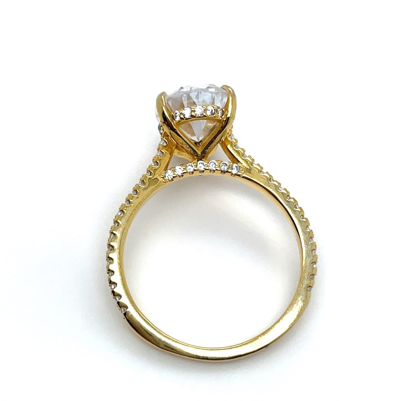 3.00ct Pear Diamond Engagement Ring, Hidden Halo Claw Prong Teardrop Solitaire, Bridal Ring, Proposal Ring, Simulated Diamond