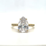 Load image into Gallery viewer, 3.00ct Pear Diamond Engagement Ring, Hidden Halo Claw Prong Teardrop Solitaire, Bridal Ring, Proposal Ring, Simulated Diamond