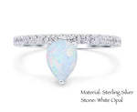 Load image into Gallery viewer, Pear Solitaire Ring, Teardrop Blue Sapphire Ring, Simulated Diamond Pear Sapphire Statement Anniversary Ring, Sterling Silver, Custom Stone