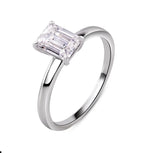 Load image into Gallery viewer, 1.00ct Emerald Cut Moissanite Engagement Ring, Emerald Cut Solitaire Ring, Genuine Moissanite GRA Certified, Sterling Silver with Vermeil