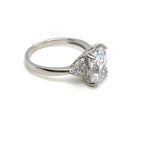 Load image into Gallery viewer, 3.50 Elongated Cushion Cut Moissanite Engagement Ring, Double Prong, Side Accents, Long Cushion Cut Moissanite, Sterling Silver with Vermeil