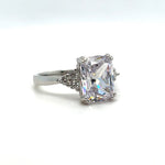Load image into Gallery viewer, 4.00ct Elongated Cushion Cut Moissanite Engagement Ring, Double Prong Side Accents, Long Cushion Cut Moissanite Sterling Silver with Vermeil