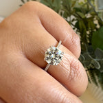 Load image into Gallery viewer, 2.00ct Round Moissanite Engagement Ring, Hidden Halo, Moissanite Bridal Ring, Proposal Ring, Sterling Silver with Vermeil, 14k Gold