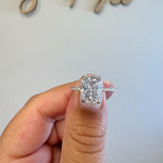Load image into Gallery viewer, 4.00ct Elongated Cushion Cut Moissanite Engagement Ring, Solitaire Long Cushion Cut Hidden Halo Ring, Sterling Silver with Vermeil