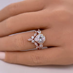 Load image into Gallery viewer, Teardrop Art Deco Engagement Ring Set, Diamond Bridal Set, Art Deco Fitted Ring Set, Sterling Silver, Bridal Ring Set Simulate Diamonds