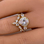 Load image into Gallery viewer, Teardrop Art Deco Engagement Ring Set, Diamond Bridal Set, Art Deco Fitted Ring Set, Sterling Silver, Bridal Ring Set Simulate Diamonds