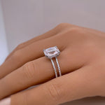 Load image into Gallery viewer, 3.50 Elongated Cushion Cut Moissanite Engagement Ring, Split Band, Double Band, Long Cushion Cut Moissanite, Sterling Silver with Vermeil
