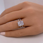 Load image into Gallery viewer, 3.50 Elongated Cushion Cut Moissanite Engagement Ring, Split Band, Double Band, Long Cushion Cut Moissanite, Sterling Silver with Vermeil