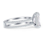 Load image into Gallery viewer, 3.50 Elongated Cushion Cut Moissanite Engagement Ring, Split Band, Double Band, Long Cushion Cut Moissanite, Sterling Silver with Vermeil