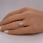 Load image into Gallery viewer, 1.00ct Elongated Hexagon Ring, Hexagon Solitaire Engagement Ring, Bridal Ring, 6 Claw Long Hexagon Ring, Sterling Silver with Vermeil