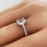 Load image into Gallery viewer, 2.00ct Emerald Cut Moissanite Engagement Ring, Emerald Cut Cathedral Setting Ring, Sterling Silver with Vermeil