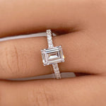 Load image into Gallery viewer, 2.00ct Emerald Cut Moissanite Engagement Ring, Emerald Cut Cathedral Setting Ring, Sterling Silver with Vermeil