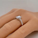 Load image into Gallery viewer, 2.00ct Emerald Cut Moissanite Engagement Ring, Emerald Cut Cathedral Setting Ring, Sterling Silver with Vermeil