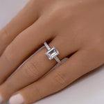 Load image into Gallery viewer, 2.00ct Emerald Cut Moissanite Engagement Ring, Emerald Cut Cathedral Setting Ring, Sterling Silver with Vermeil