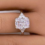 Load image into Gallery viewer, 3.50 Elongated Cushion Cut Moissanite Engagement Ring, Double Prong, Side Accents, Long Cushion Cut Moissanite, Sterling Silver with Vermeil