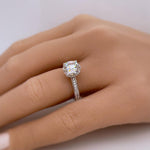 Load image into Gallery viewer, 2.00ct Round Moissanite Engagement Ring, 4 Prong Genuine Moissanite, Hidden Halo, Bridal Ring, Proposal Ring, Sterling Silver with Vermeil