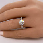 Load image into Gallery viewer, 2.00ct Round Moissanite Engagement Ring, 4 Prong Genuine Moissanite, Hidden Halo, Bridal Ring, Proposal Ring, Sterling Silver with Vermeil