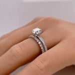 Load image into Gallery viewer, 2.00ct Round Moissanite Engagement Ring, 4 Prong Genuine Moissanite, Hidden Halo, Bridal Ring, Proposal Ring, Sterling Silver with Vermeil