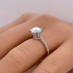 Load image into Gallery viewer, 2.00ct Round Moissanite Engagement Ring, Hidden Halo, Moissanite Bridal Ring, Proposal Ring, Sterling Silver with Vermeil, 14k Gold