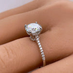 Load image into Gallery viewer, 2.00ct Round Moissanite Engagement Ring, Hidden Halo, Moissanite Bridal Ring, Proposal Ring, Sterling Silver with Vermeil, 14k Gold