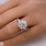Load image into Gallery viewer, 5.00ct Round Moissanite Engagement Ring, 4 Prong Large Genuine Moissanite, Bridal Ring, Proposal Ring, Sterling Silver with Vermeil