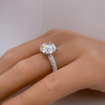 Load image into Gallery viewer, 5.00ct Round Moissanite Engagement Ring, 4 Prong Large Genuine Moissanite, Bridal Ring, Proposal Ring, Sterling Silver with Vermeil