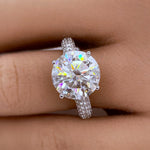 Load image into Gallery viewer, 5.00ct Round Moissanite Engagement Ring, 4 Prong Large Genuine Moissanite, Bridal Ring, Proposal Ring, Sterling Silver with Vermeil