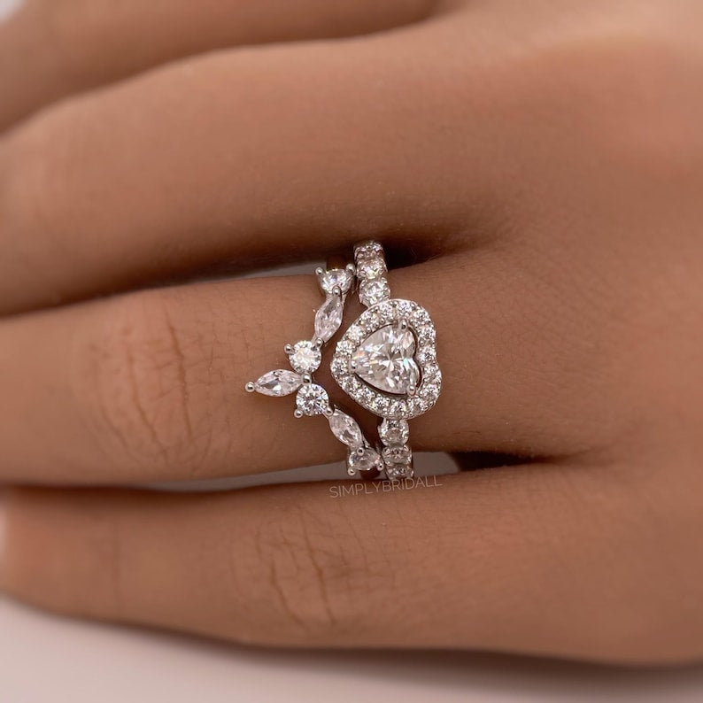 1.00ct Heart Moissanite Engagement Ring, Heart Solitaire Ring, Genuine Moissanite GRA Certified, Sterling Silver with Vermeil