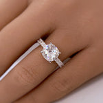 Load image into Gallery viewer, 2.00ct Cushion Cut Moissanite Engagement Ring, Old European Cut Rose Cut Moissanite, Genuine Cushion Moissanite Bridal Ring, Sterling Silver