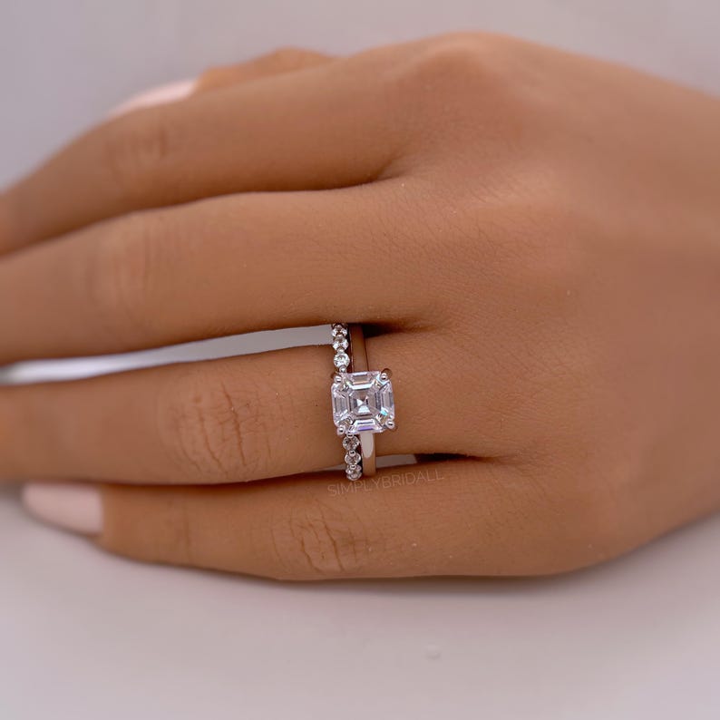2.00ct Asscher Cut Moissanite Solitaire Ring, Asscher Moissanite, Engagement Ring, Proposal Ring, Bridal Ring, Asscher Ring, 14k