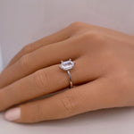 Load image into Gallery viewer, 1.00ct Elongated Hexagon Ring, Hexagon Solitaire Engagement Ring, Bridal Ring, 6 Claw Long Hexagon Ring, Sterling Silver with Vermeil