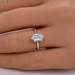 Load image into Gallery viewer, 1.00ct Elongated Hexagon Ring, Hexagon Solitaire Engagement Ring, Bridal Ring, 6 Claw Long Hexagon Ring, Sterling Silver with Vermeil