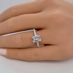 Load image into Gallery viewer, 2.00ct Emerald Cut Moissanite Engagement Ring, Emerald Cut Cathedral Setting Ring, Sterling Silver with Vermeil