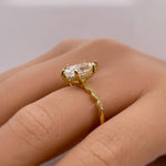 Load image into Gallery viewer, 1.50ct Marquise Diamond Engagement Ring, 14k Gold, Art Deco Band, Dainty Marquise Bridal Ring, Marquise Lab Diamond
