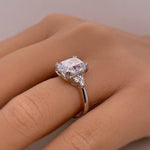 Load image into Gallery viewer, 4.00ct Elongated Cushion Cut Moissanite Engagement Ring, Double Prong Side Accents, Long Cushion Cut Moissanite Sterling Silver with Vermeil