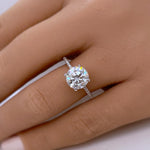 Load image into Gallery viewer, 2.00ct Round Moissanite Engagement Ring, Hidden Halo, Moissanite Bridal Ring, Proposal Ring, Sterling Silver with Vermeil, 14k Gold