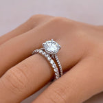 Load image into Gallery viewer, 2.00ct Round Moissanite Engagement Ring, Hidden Halo, Moissanite Bridal Ring, Proposal Ring, Sterling Silver with Vermeil, 14k Gold