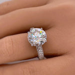 Load image into Gallery viewer, 5.00ct Round Moissanite Engagement Ring, 4 Prong Large Genuine Moissanite, Bridal Ring, Proposal Ring, Sterling Silver with Vermeil