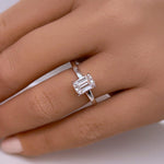 Load image into Gallery viewer, 1.00ct Emerald Cut Moissanite Engagement Ring, Emerald Cut Solitaire Ring, Genuine Moissanite GRA Certified, Sterling Silver with Vermeil