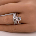 Load image into Gallery viewer, 2.00ct Emerald Cut Moissanite Engagement Ring, Emerald Cut Solitaire Ring, Genuine Moissanite GRA Certified, Sterling Silver with Vermeil