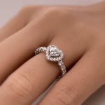 Load image into Gallery viewer, 1.00ct Heart Moissanite Engagement Ring, Heart Solitaire Ring, Genuine Moissanite GRA Certified, Sterling Silver with Vermeil