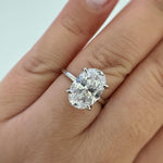 Load image into Gallery viewer, 3.00ct Oval Moissanite Engagement Ring, Hidden Halo, Oval Moissanite Ring, Bridal Ring, Sterling Silver with Vermeil or 14k Gold 12x8 Oval