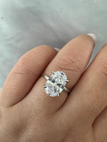 Load image into Gallery viewer, 3.00ct Oval Engagement Ring, Moissanite Oval Ring, Bridal Ring, Sterling Silver, Long Oval Moissanite Diamond Ring, 12x8 Oval
